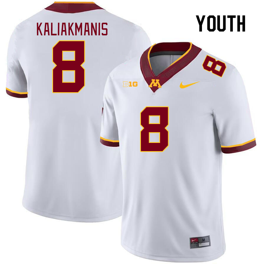Youth #8 Athan Kaliakmanis Minnesota Golden Gophers College Football Jerseys Stitched-White